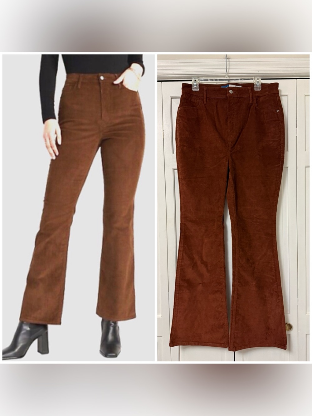 NWOT Old Navy Brown Corduroy Flare Pants Higher High-Rise Size 14
